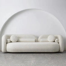 Load image into Gallery viewer, Milky White Boucle Round Shaped Upholstery Arm Sofa
