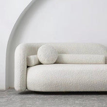 Load image into Gallery viewer, Milky White Boucle Round Shaped Upholstery Arm Sofa
