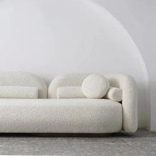 Load image into Gallery viewer, Milky White Boucle Round Shaped Upholstery Arm Sofa
