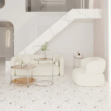 Load image into Gallery viewer, Milky White Boucle Round Shaped Upholstery Arm Sofa

