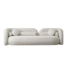 Load image into Gallery viewer, Milky White Boucle Round Shaped Upholstery Arm Sofa
